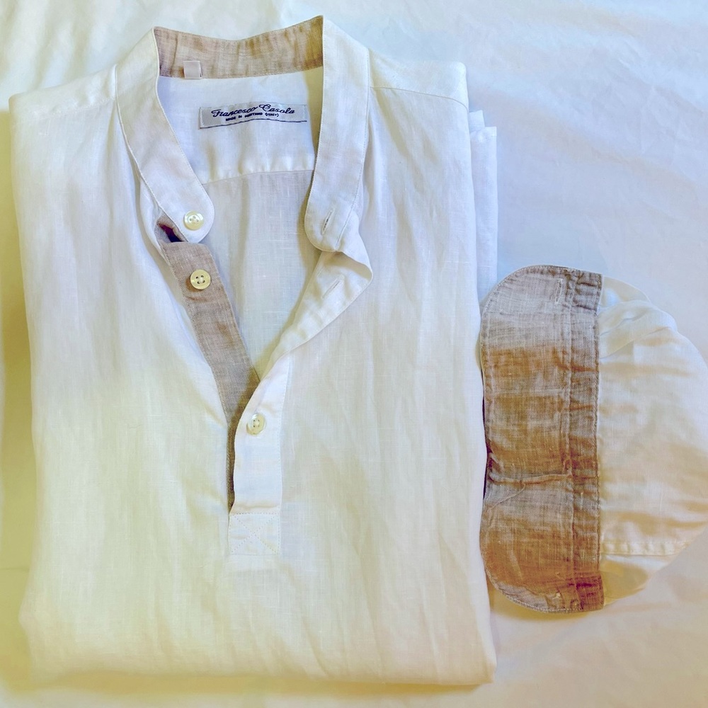 Long sleeve linen by Francesco Casola. Made in Positano, Italy